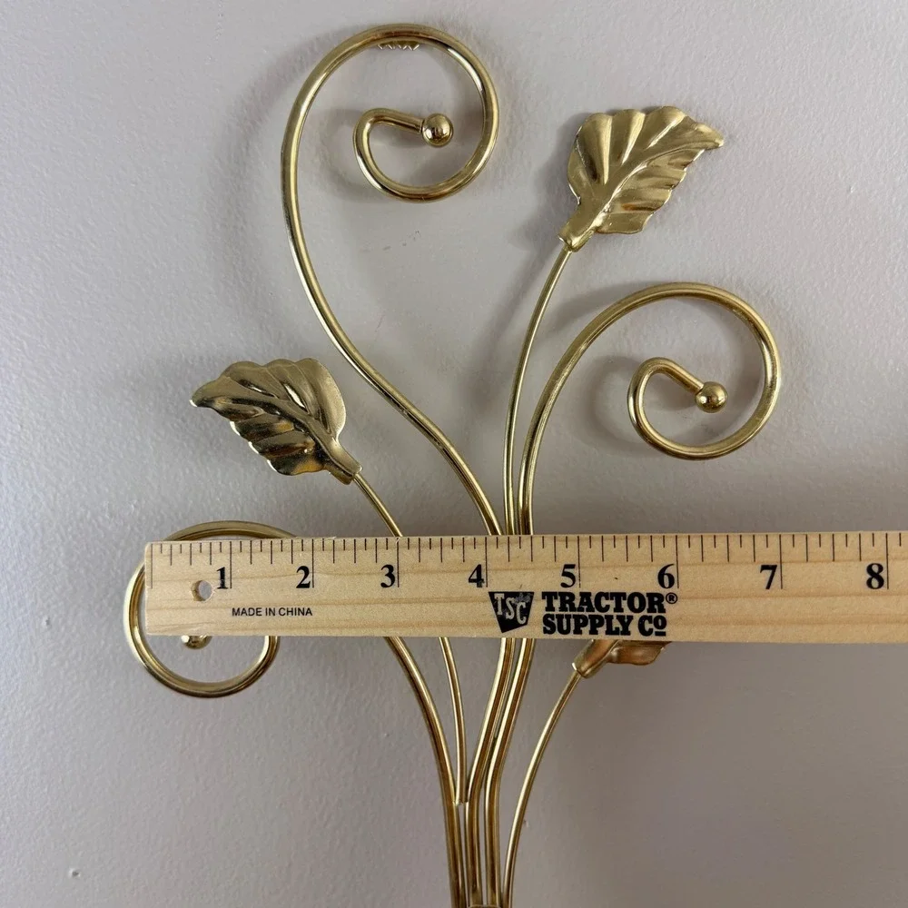 Wall Sconce Home Gold Excellent Botanical Leaf Scroll Brass Tone Metal
